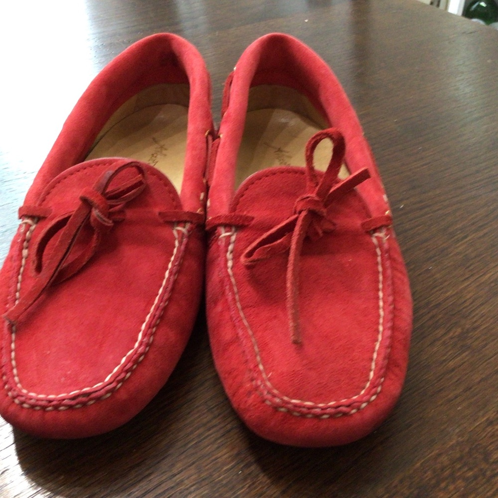 Alberto Moretti red slip on moccasin style shoes size eur 37 us 7